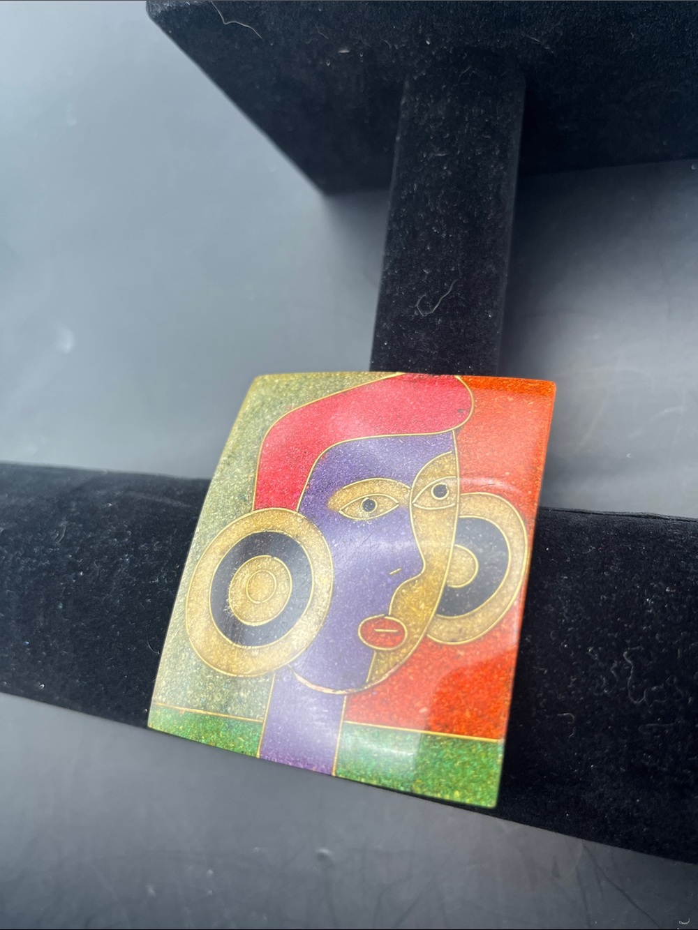 Modernist Cubist Picasso Style Abstract Brooch Retro Modern Laminated Lucite